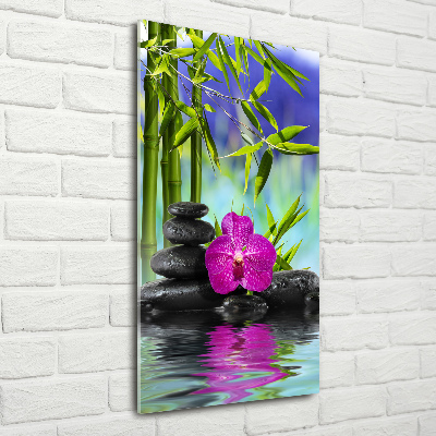 Photo printed on glass Orchid and bamboo