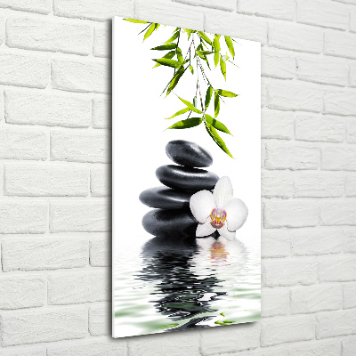 Photo printed on glass Orchid and stones