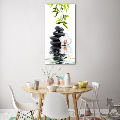 Photo printed on glass Orchid and stones