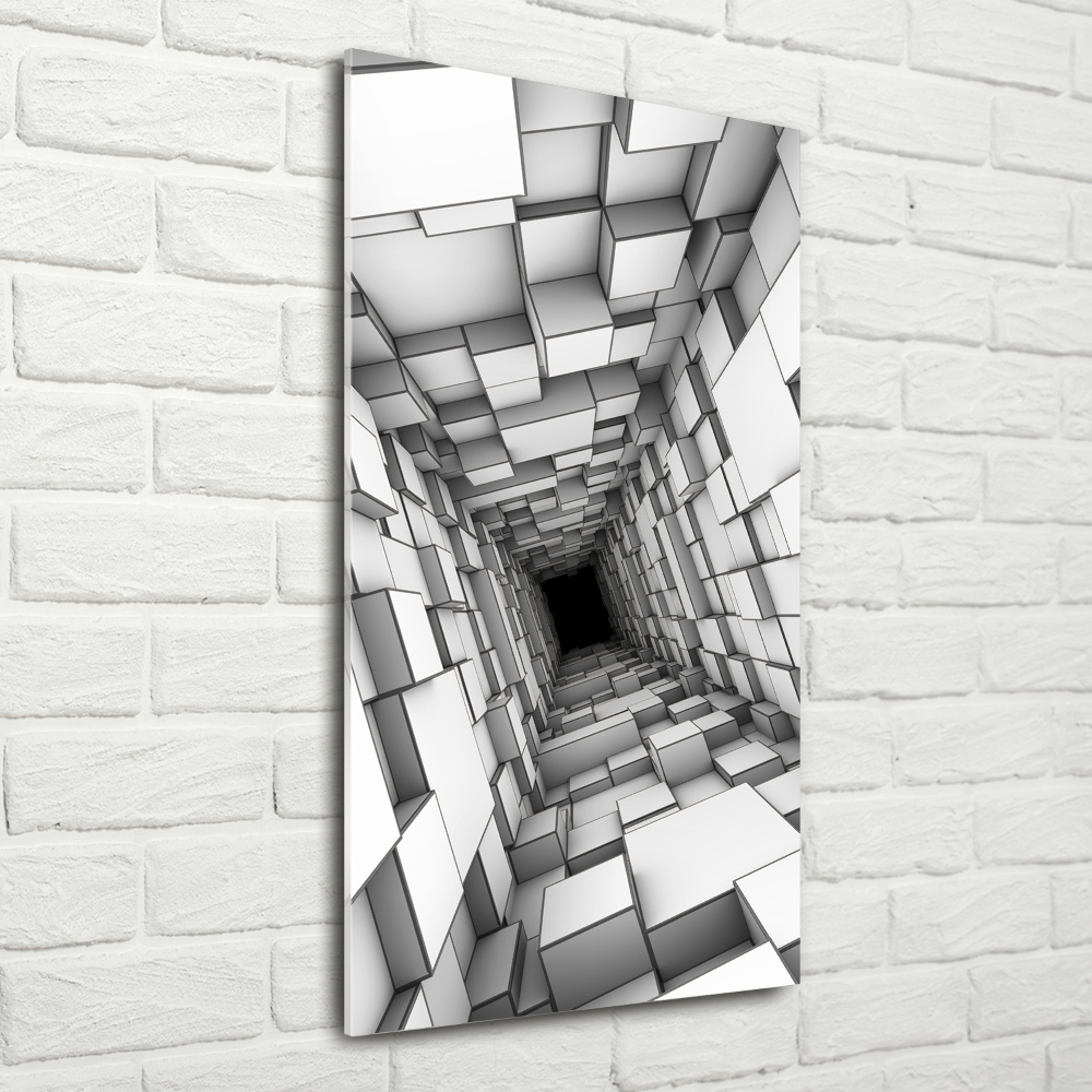 Wall art on glass Tunnel from cubes