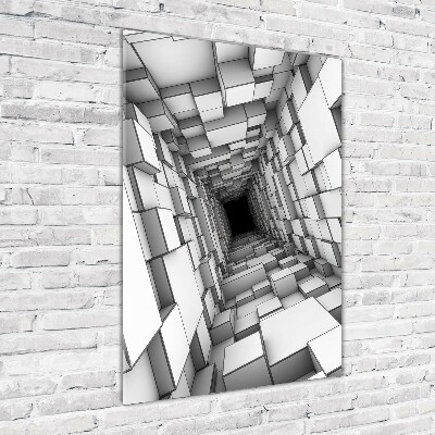 Wall art on glass Tunnel from cubes