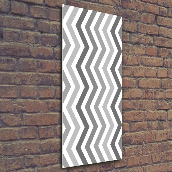 Glass wall art Gray zigzags