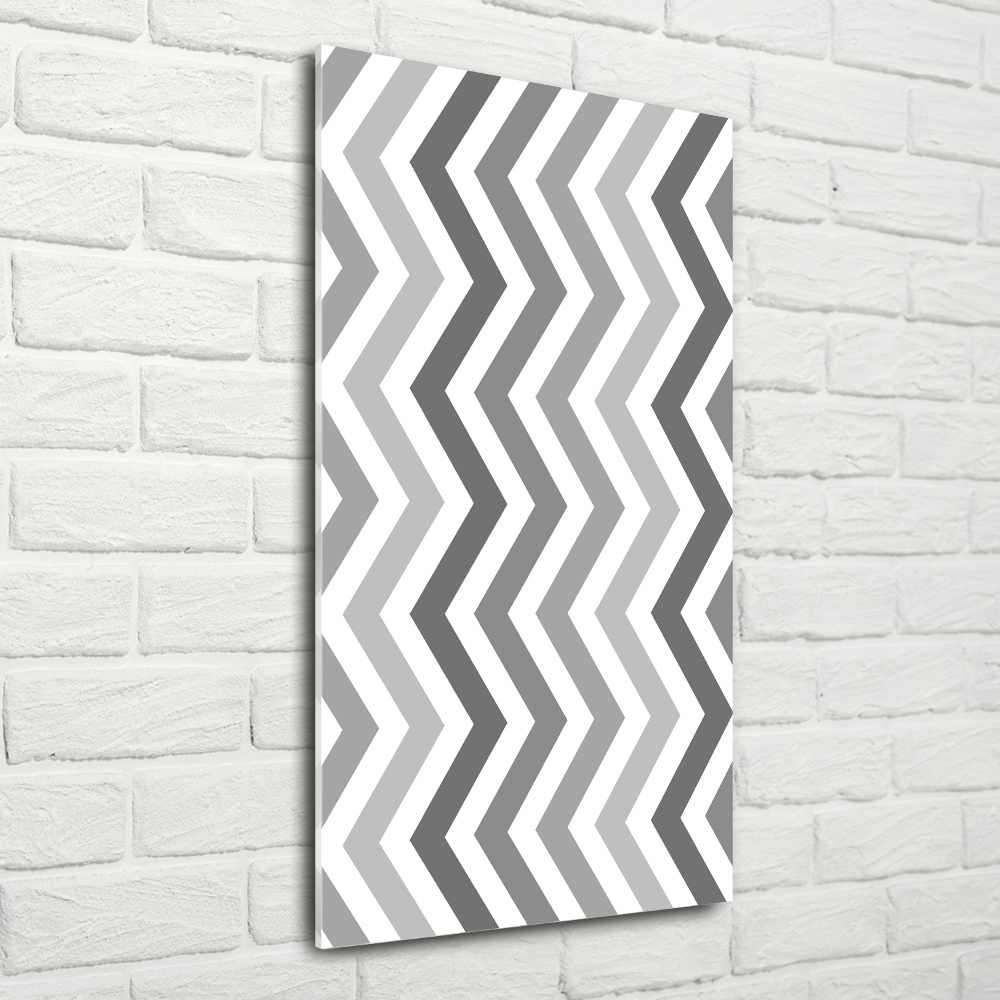 Glass wall art Gray zigzags