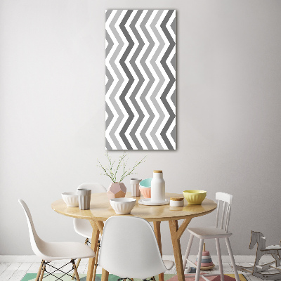 Glass wall art Gray zigzags