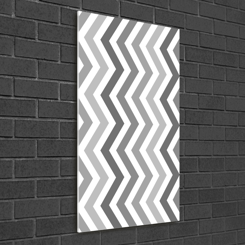 Glass wall art Gray zigzags