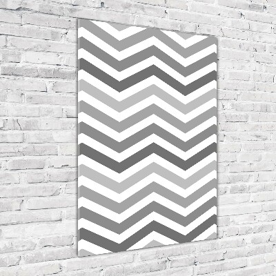 Glass wall art Gray zigzags