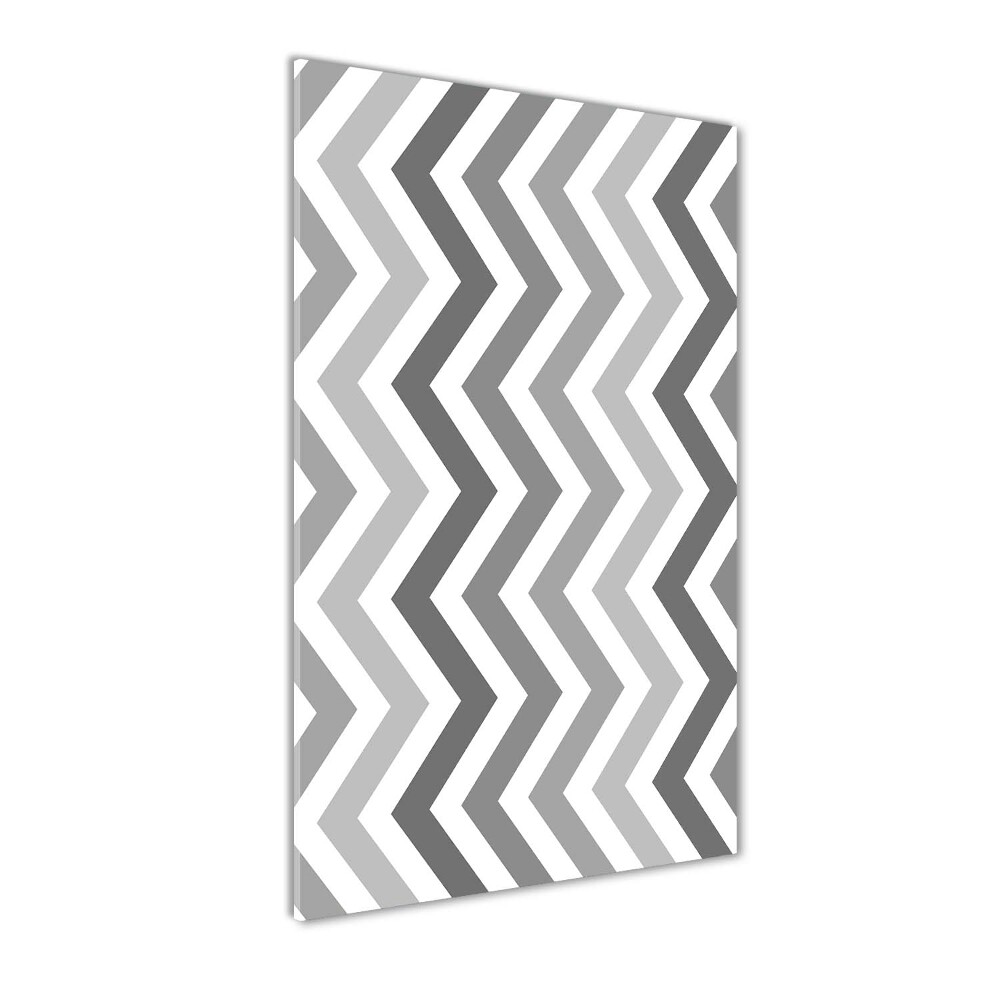 Glass wall art Gray zigzags