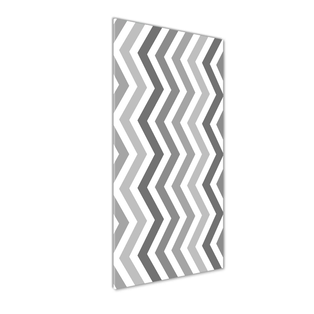 Glass wall art Gray zigzags