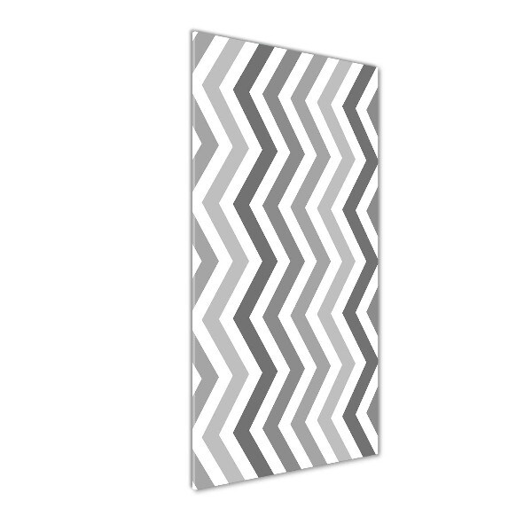 Glass wall art Gray zigzags