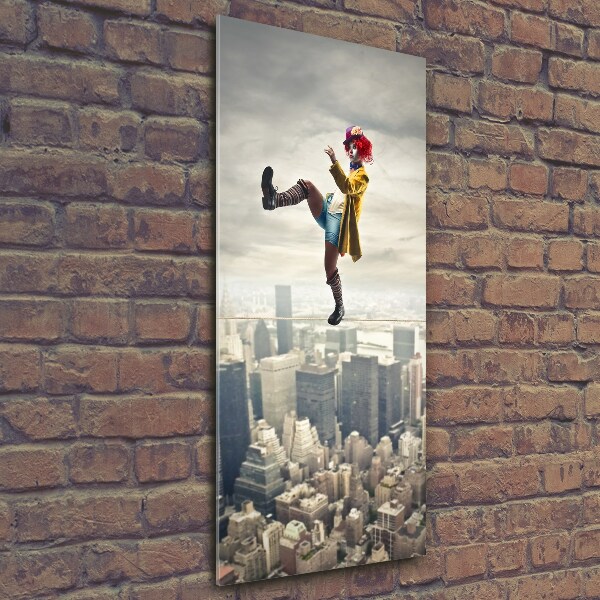 Glass wall art Clown on the rope