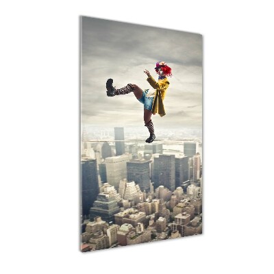 Glass wall art Clown on the rope