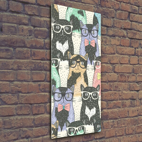 Glass art picture Cats with glasses