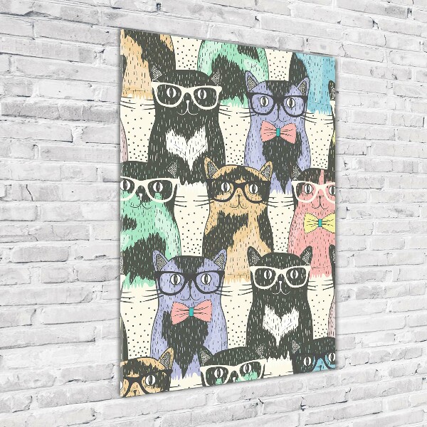 Glass art picture Cats with glasses