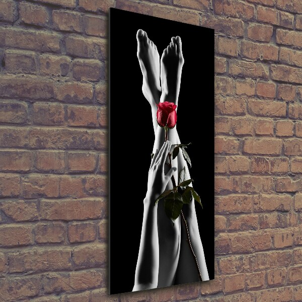 Wall art on glass Rose and feet