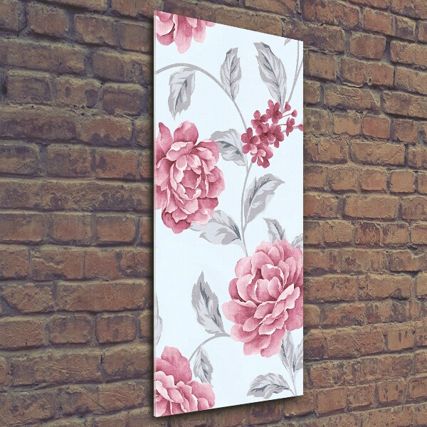 Wall art on glass Peonies