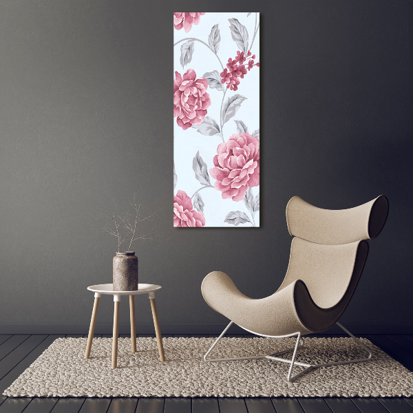 Wall art on glass Peonies