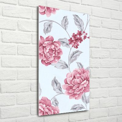 Wall art on glass Peonies