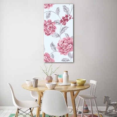 Wall art on glass Peonies