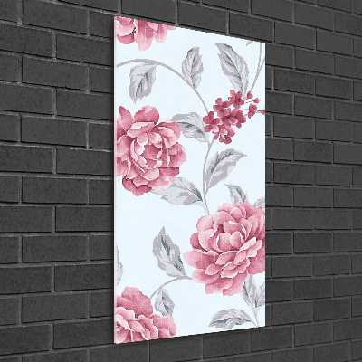 Wall art on glass Peonies