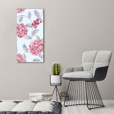 Wall art on glass Peonies