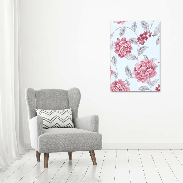 Wall art on glass Peonies