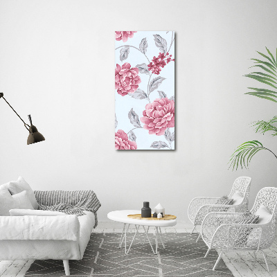 Wall art on glass Peonies