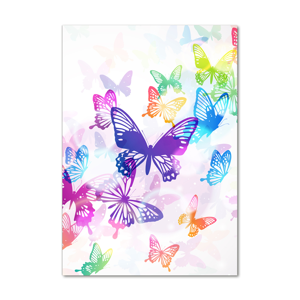 Glass art picture Colorful butterflies