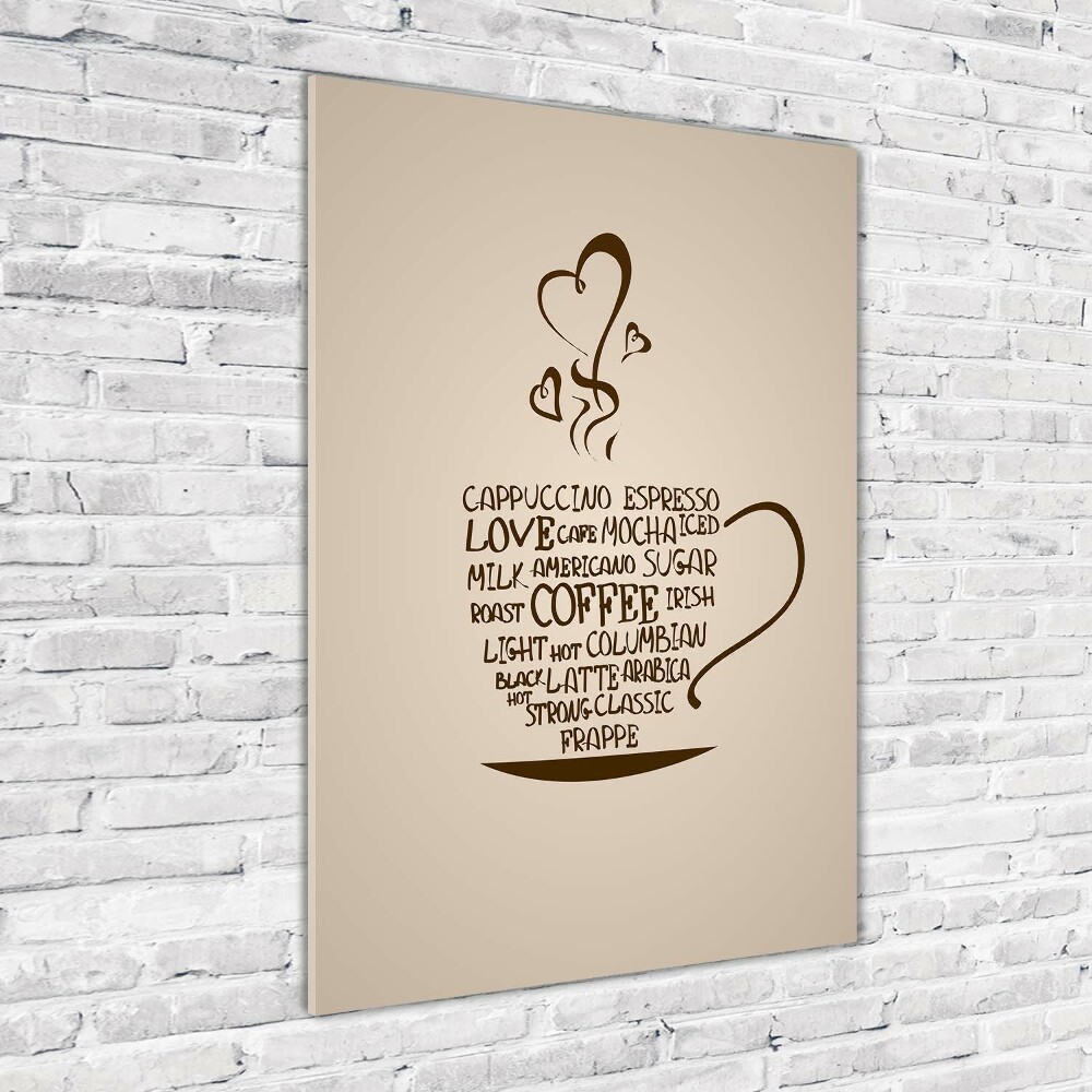 Wall art on glass Cup of coffee