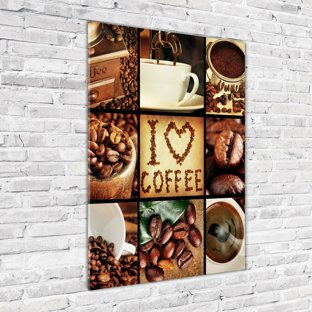 Glass wall art Coffee collage