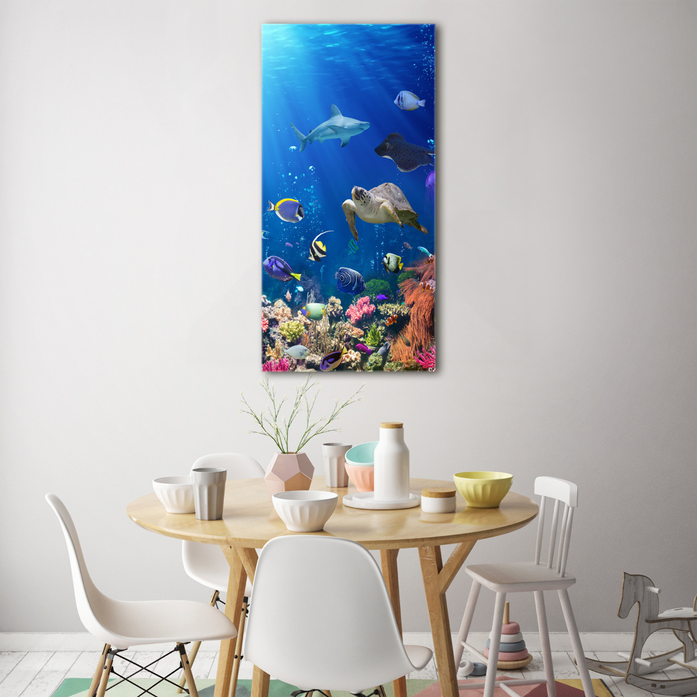 Glass picture wall art Coral reef