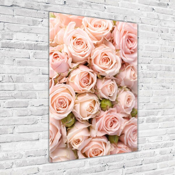 Wall art on glass Bouquet of roses