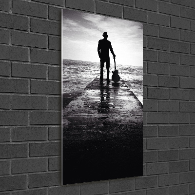 Wall art on glass Guitarist on the pier