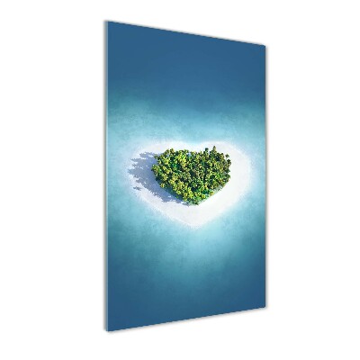 Wall art on glass Beach shape of the heart