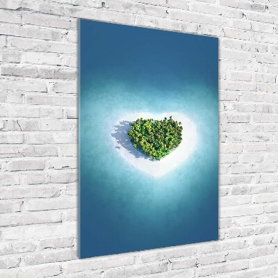 Wall art on glass Beach shape of the heart