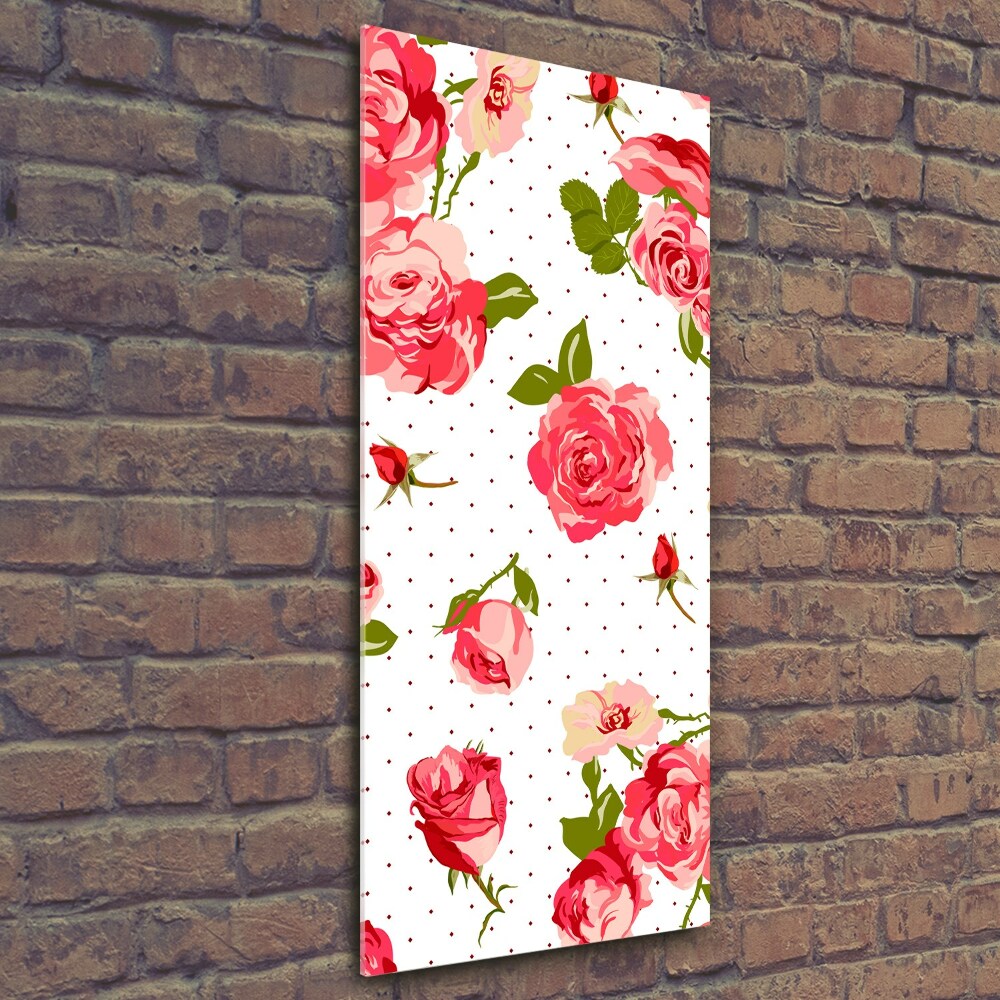 Wall art on glass Wild roses