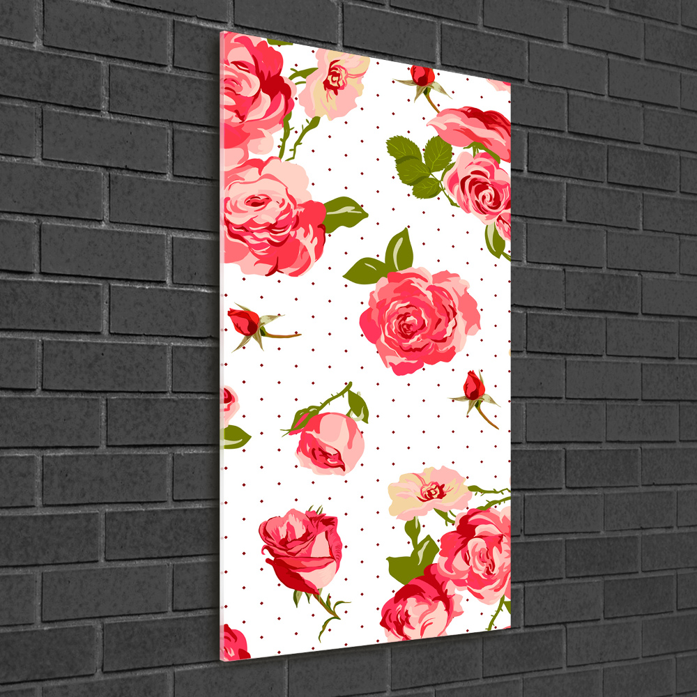 Wall art on glass Wild roses