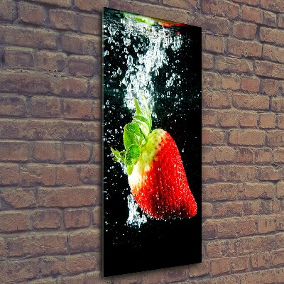 Glass art picture Strawberry underwater