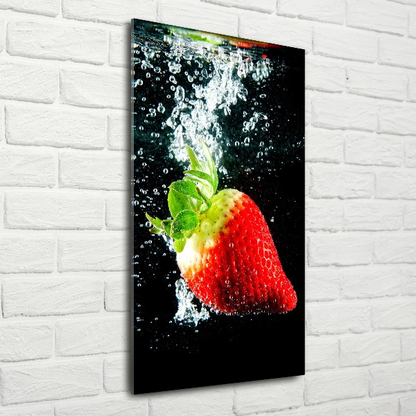 Glass art picture Strawberry underwater