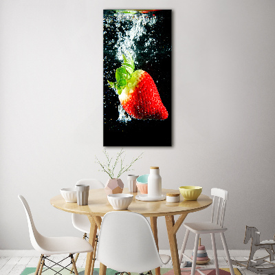 Glass art picture Strawberry underwater