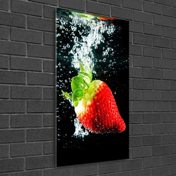 Glass art picture Strawberry underwater