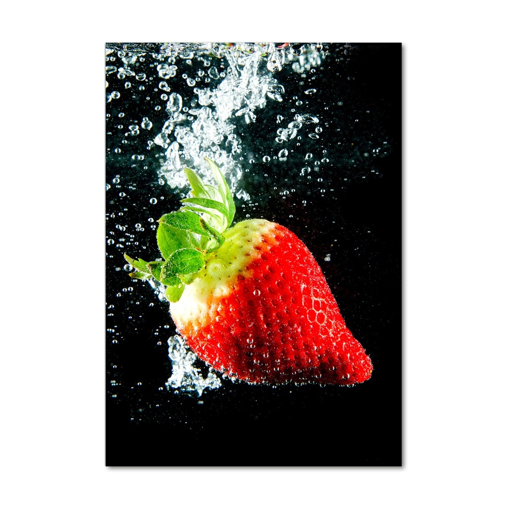 Glass art picture Strawberry underwater