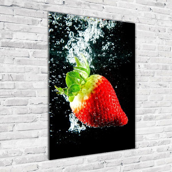 Glass art picture Strawberry underwater