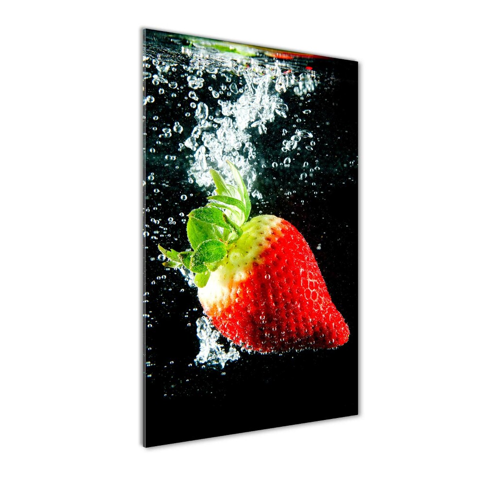 Glass art picture Strawberry underwater