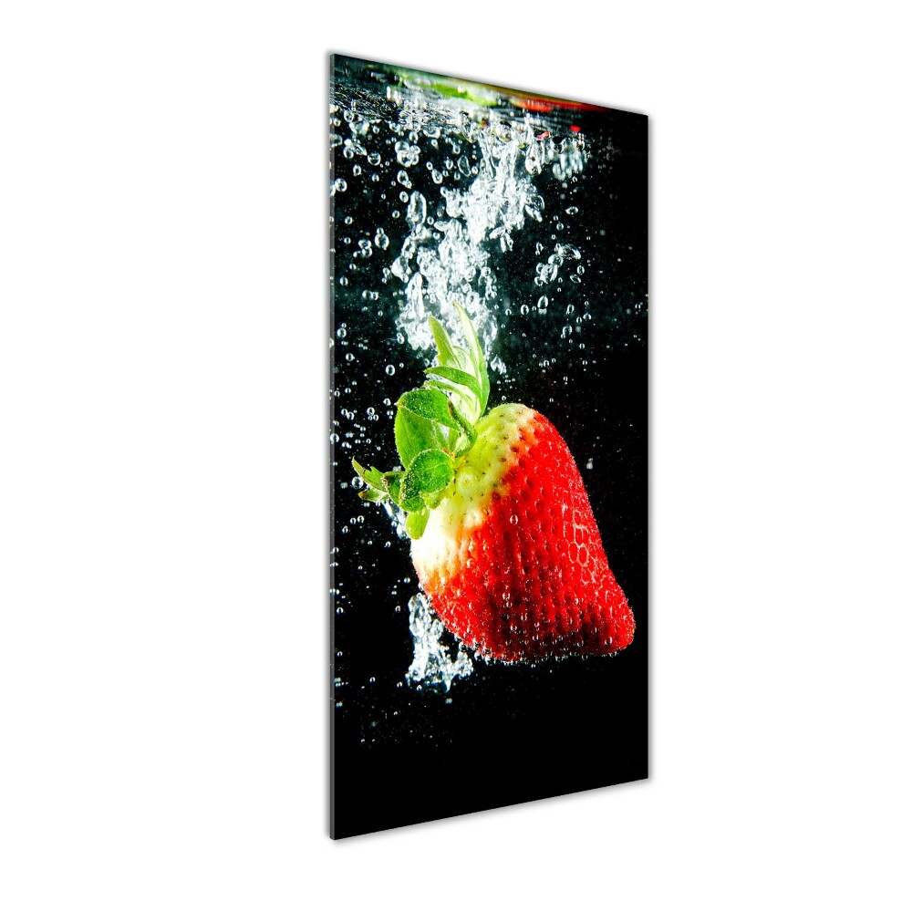 Glass art picture Strawberry underwater