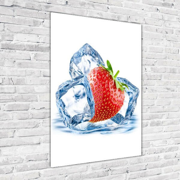 Glass art picture Strawberry and ice