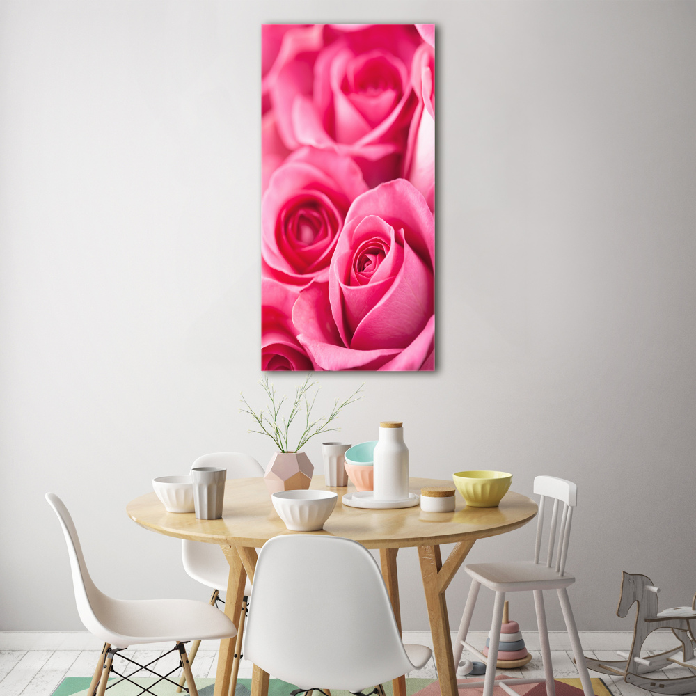 Wall art on glass Pink roses