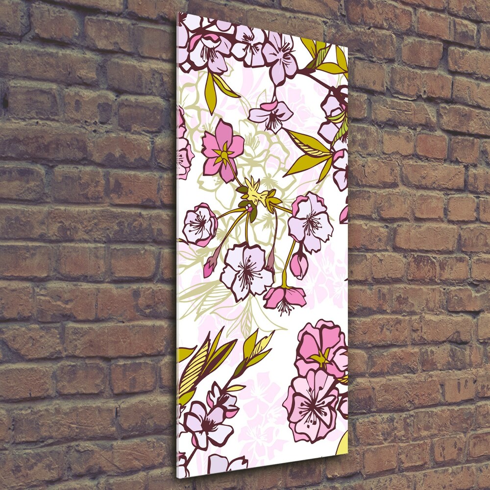 Wall art on glass Cherry blossoms