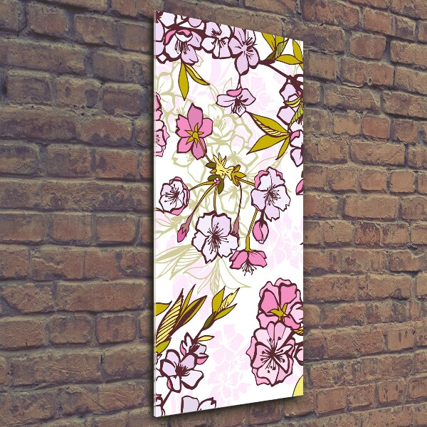 Wall art on glass Cherry blossoms