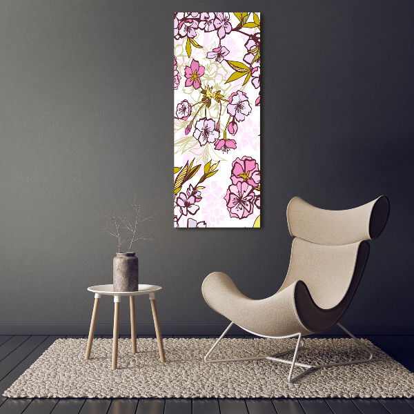 Wall art on glass Cherry blossoms