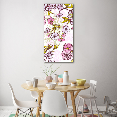 Wall art on glass Cherry blossoms